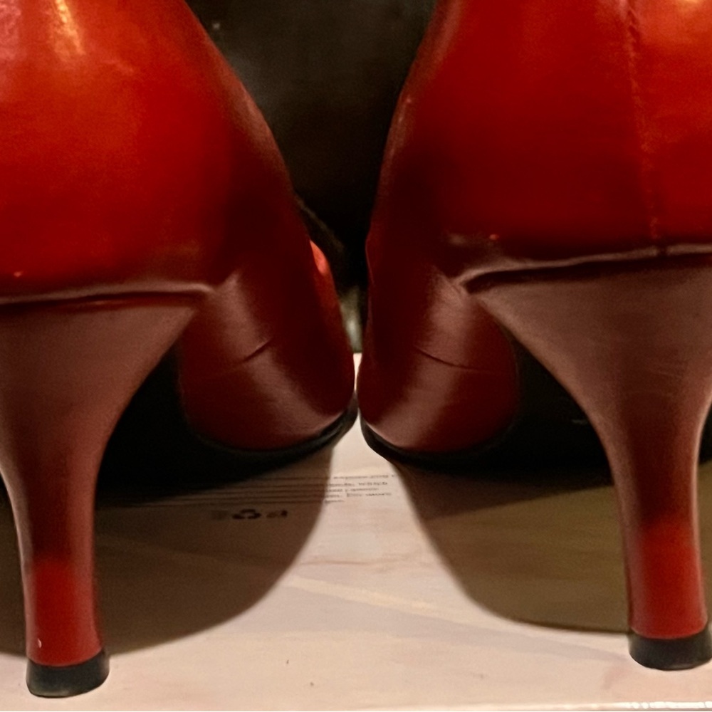 Red Peep-Toe Pumps - Picture 3 of 4
